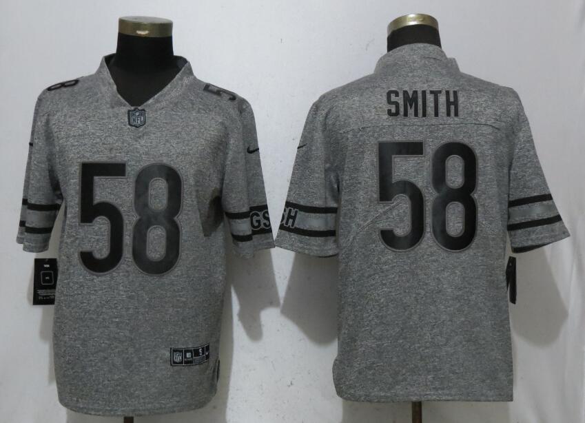 Men Chicago Bears 58 Smith Gray Vapor Untouchable Stitched Gridiron Limited Nike NFL Jerseys